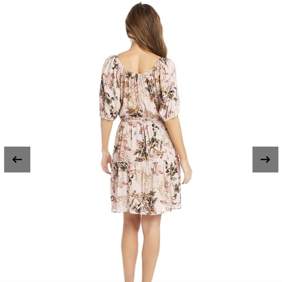 KAREN Kane Pink Floral Tiered Midi Dress XL Spring Poof Sleeve Feminine Romantic - Picture 7 of 16